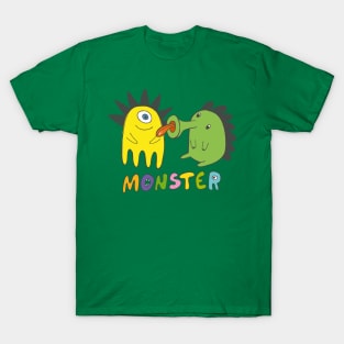 Two Monstrous Friends, One Licking the Other. T-Shirt